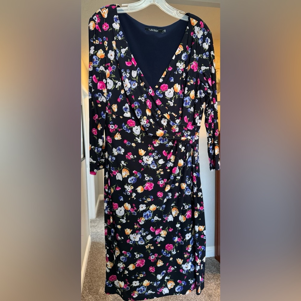 Lauren dressy dress with cross front, wraparound look. SOLD